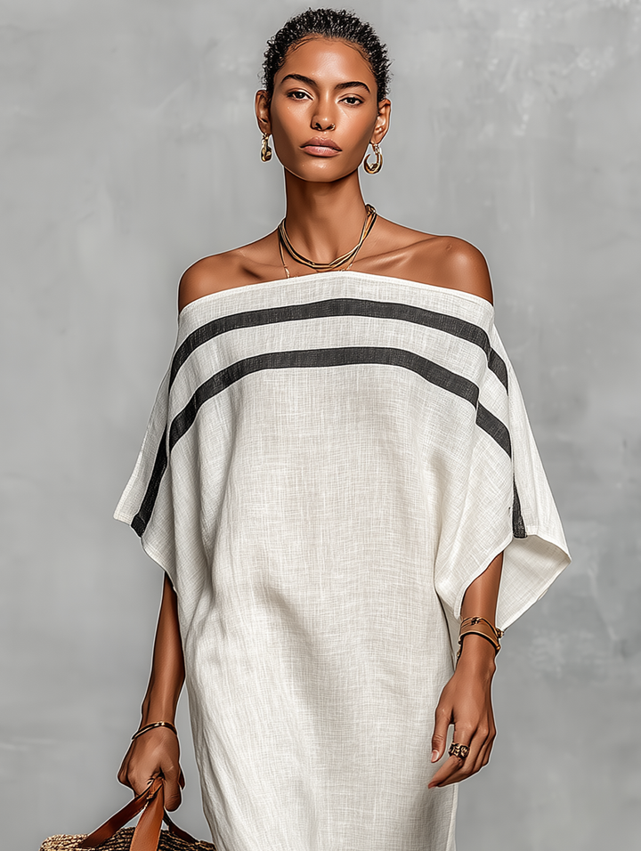 Vestido Irina — Largo de Lino con Hombros Descubiertos