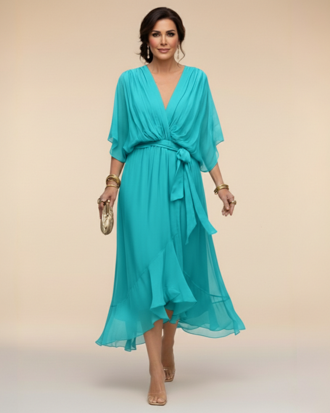 Julieta | Vestido de chifon escote en v