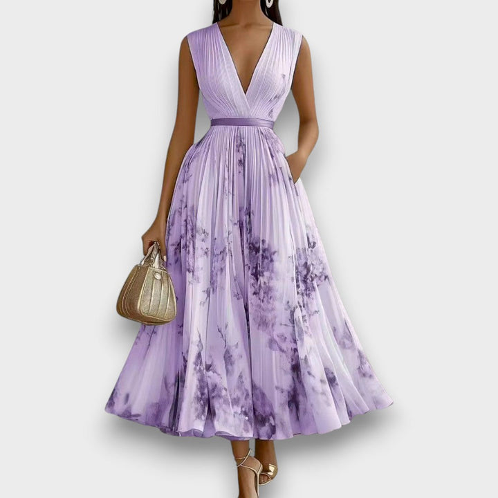 Rowella - Elegante Vestido Largo Plisado Floral