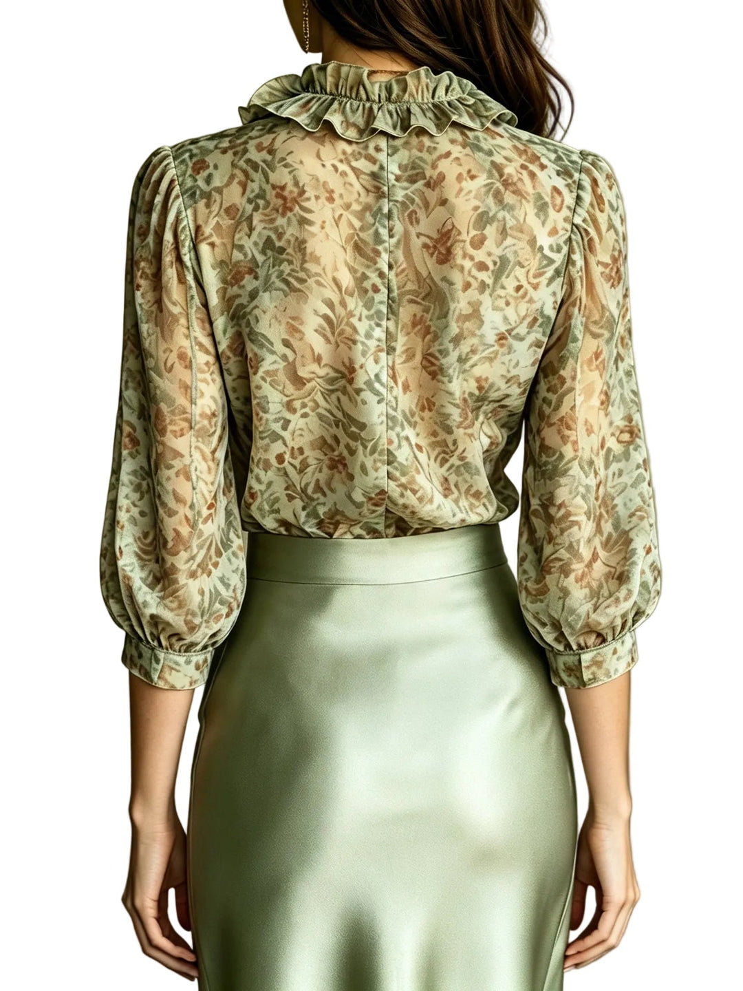 Conjunto Antonella — Blusa de Volantes y Falda Satinada