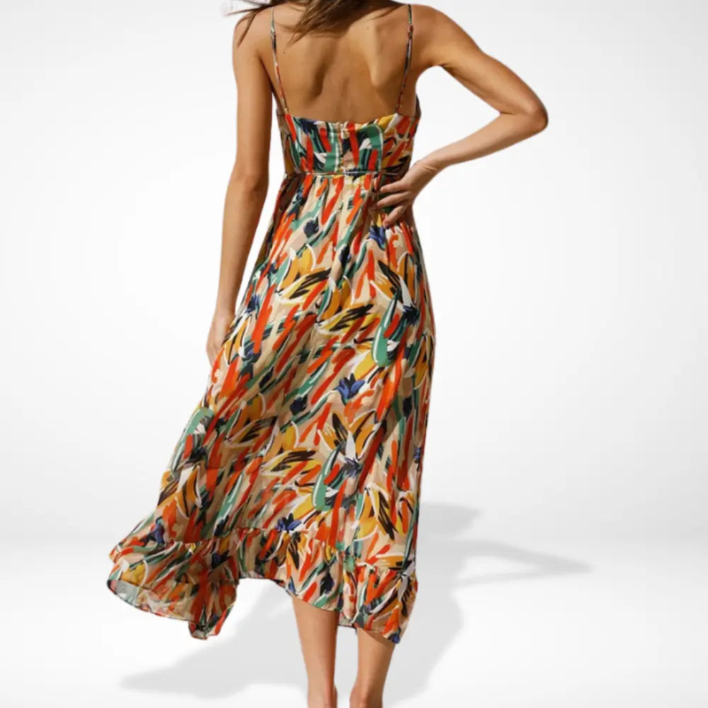 Yamy | Vestido midi estampado con tirantes