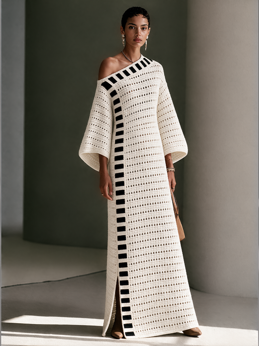 Vestido Noelia — Largo Bohemio de Punto Calado