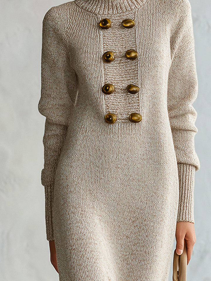 Vestido Sara — Midi de Punto con Botones
