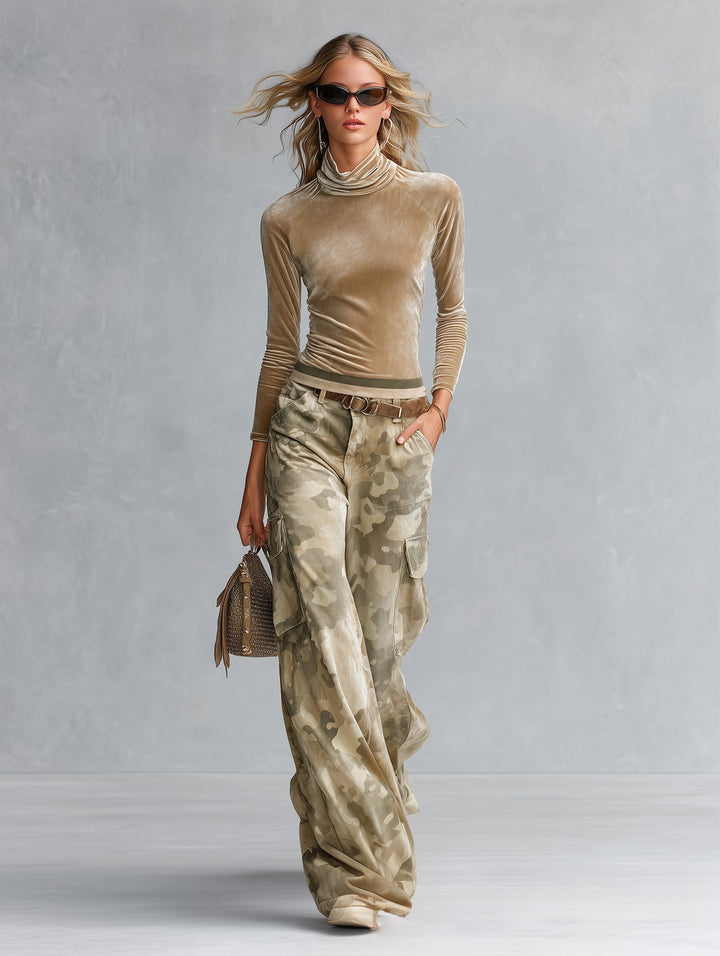 Conjunto Nerea — Terciopelo Retro con Pantalón Cargo