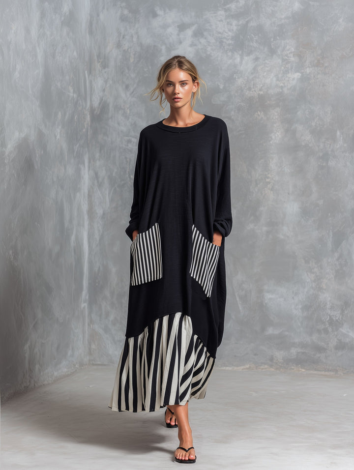 Vestido Alba — Largo Oversize de Algodón Patchwork