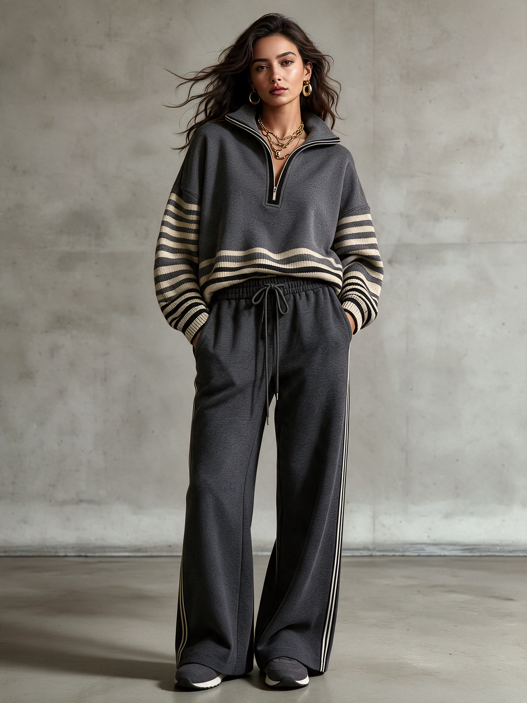 Conjunto Aitana — Sudadera con Media Cremallera y Pantalón