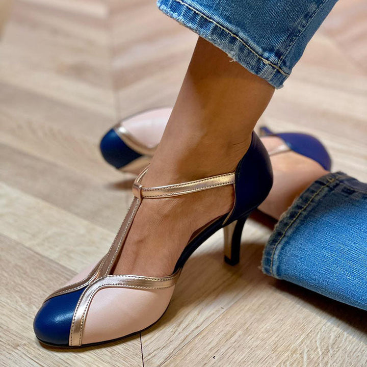 Alessia™ | Tacones T-strap coloridos y cómodos con punta redonda