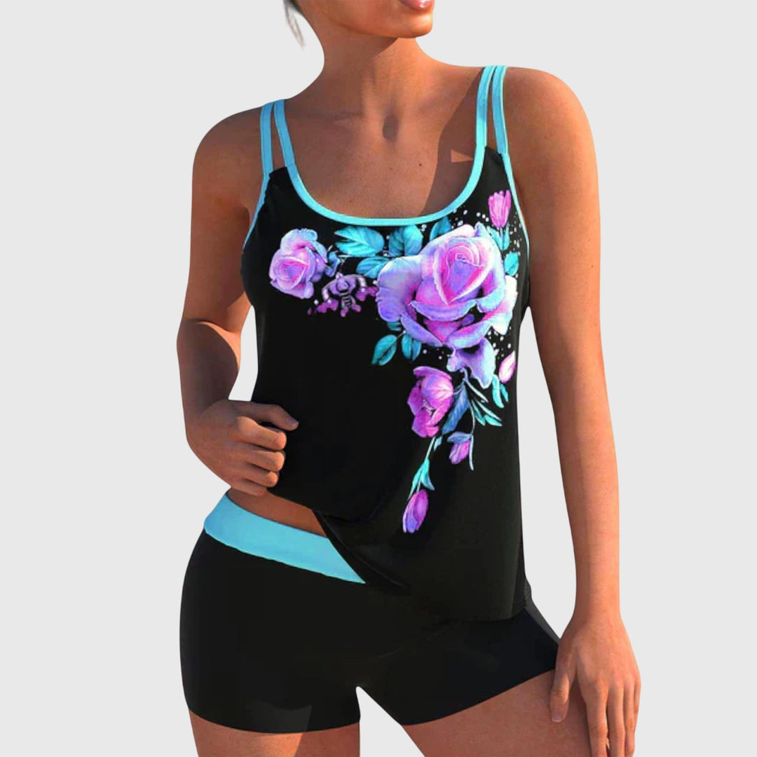 Flor | Tankini Floral con Shorts y Efecto Control Abdomen