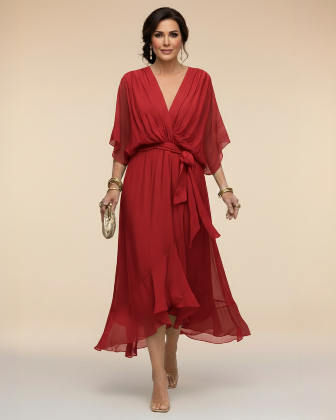 Julieta | Vestido de chifon escote en v