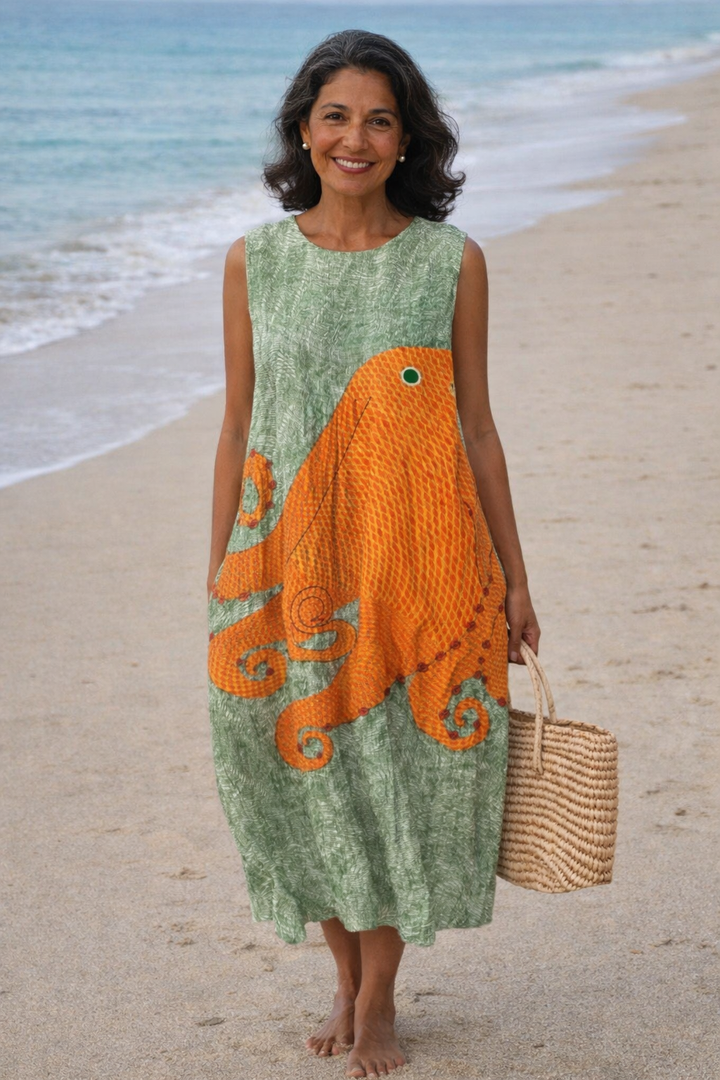 Teresa | Vestido midi de estilo oceánico