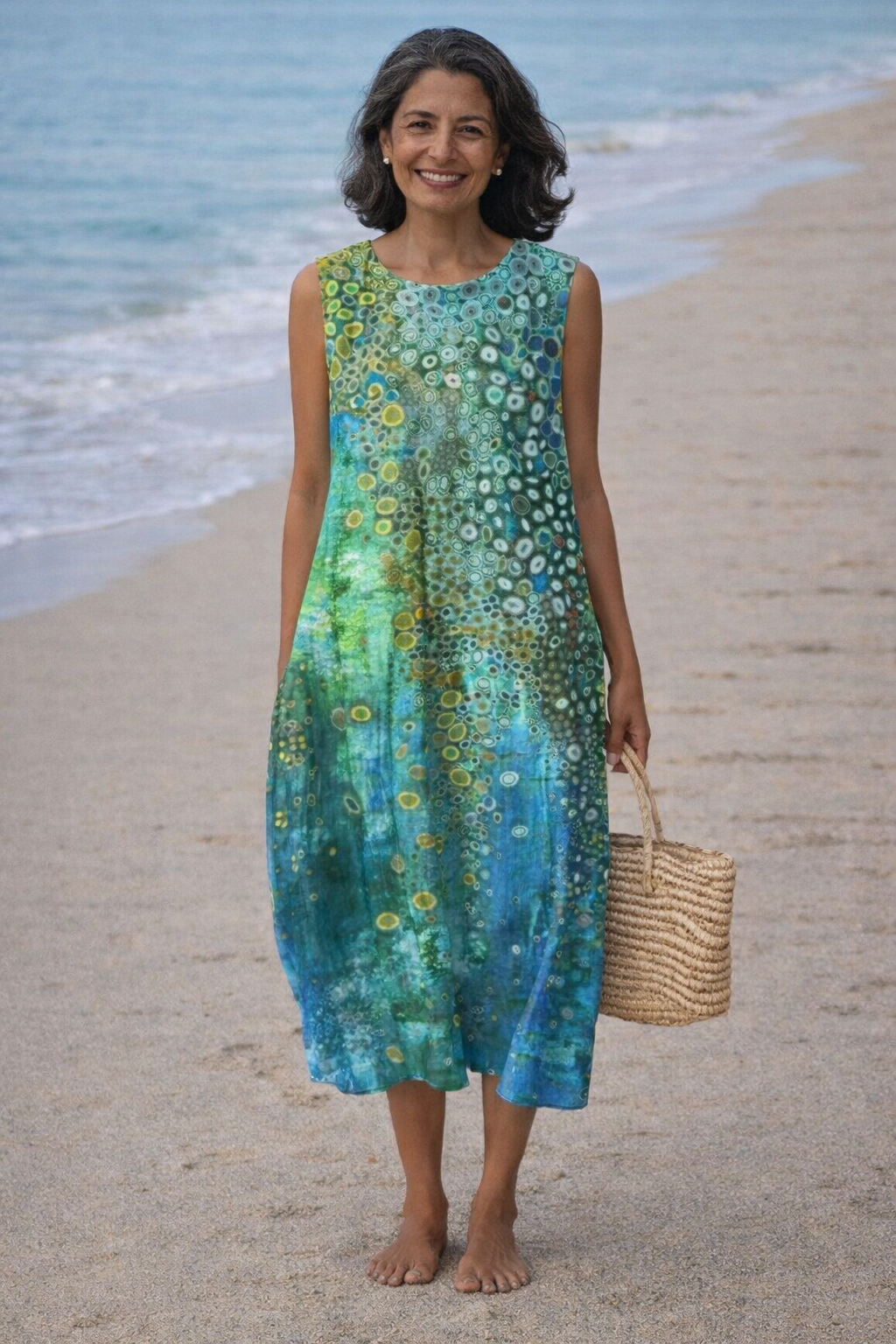 Zara | Vestido midi con estampado de arrecife