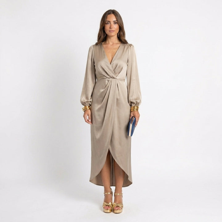 Martina | Vestido de noche midi con drapeado central