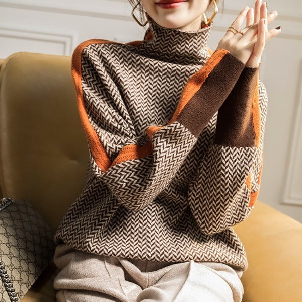 Vanessa | Jersey de cuello alto con llamativas rayas