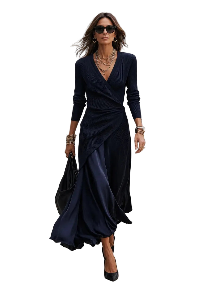 Vestido Lorena — Maxi Asimétrico con Escote en V