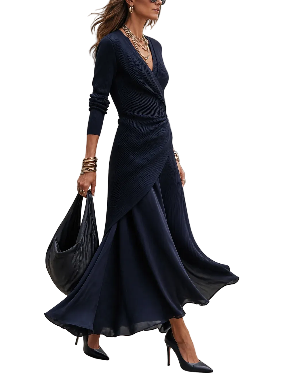 Vestido Lorena — Maxi Asimétrico con Escote en V