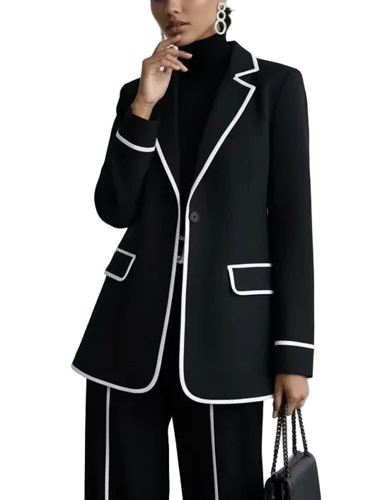Conjunto Claudia — Blazer con Ribete y Pantalón