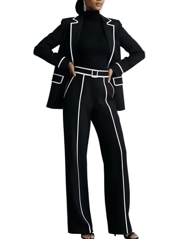 Conjunto Claudia — Blazer con Ribete y Pantalón