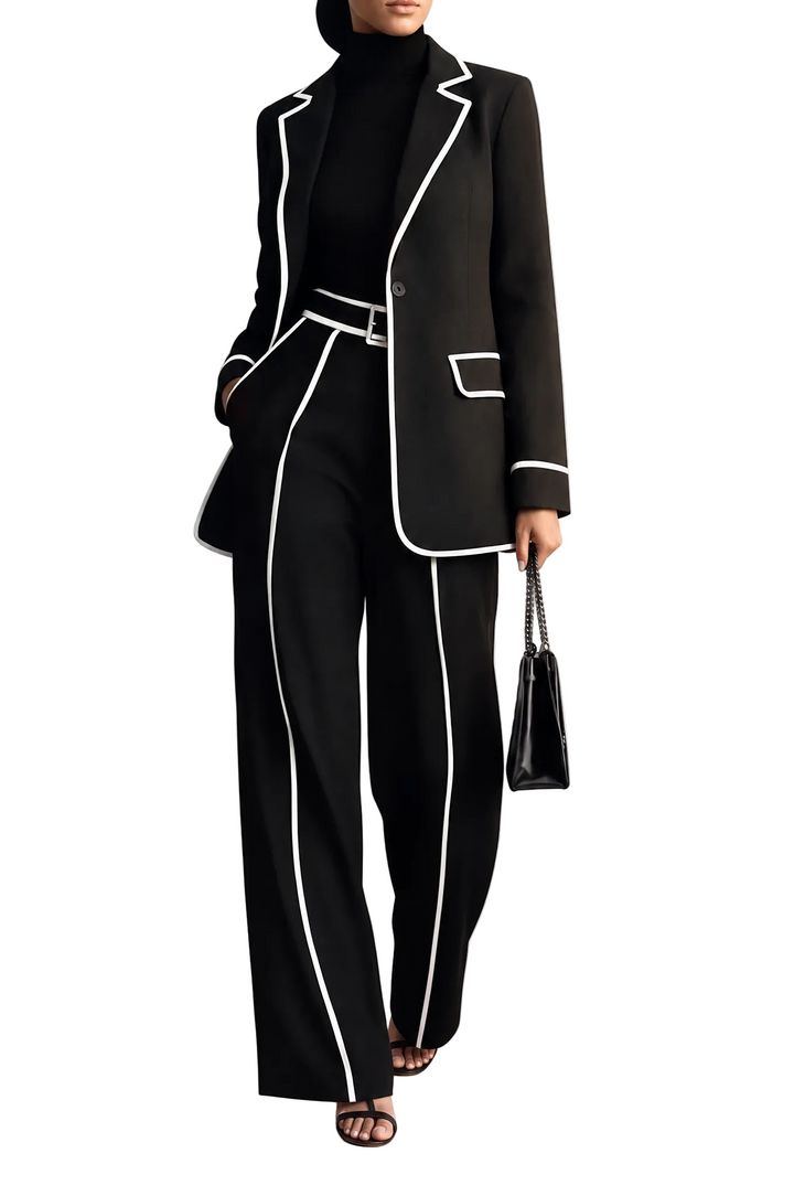 Conjunto Claudia — Blazer con Ribete y Pantalón