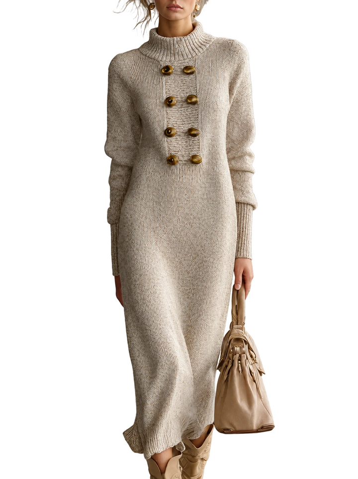 Vestido Sara — Midi de Punto con Botones