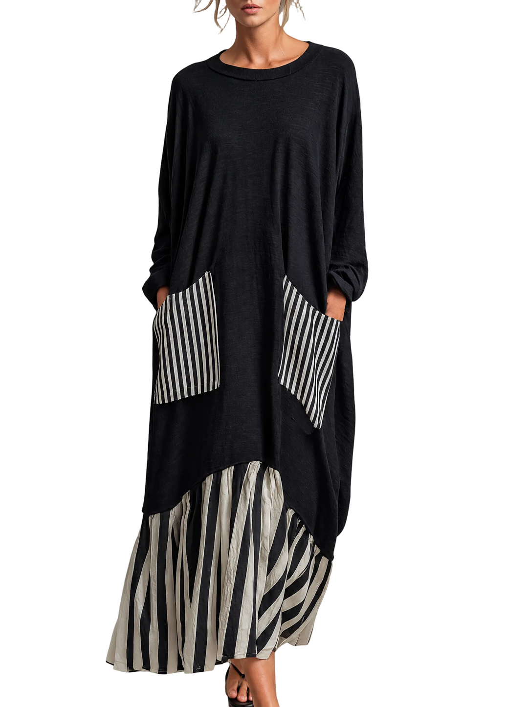 Vestido Alba — Largo Oversize de Algodón Patchwork