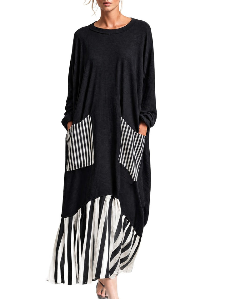 Vestido Alba — Largo Oversize de Algodón Patchwork